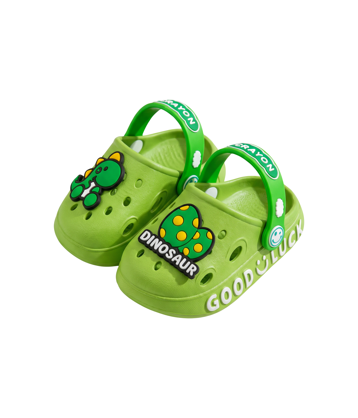 Clog Infantil Dino de EVA Verde, par visto de cima