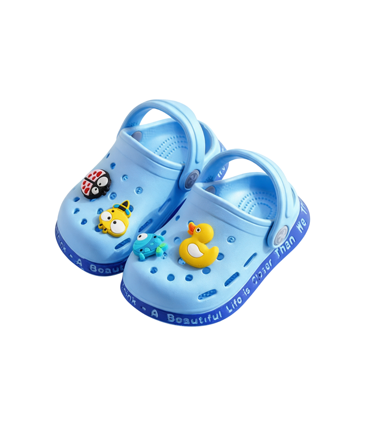 Clog Infantil de EVA Azul, par visto de cima