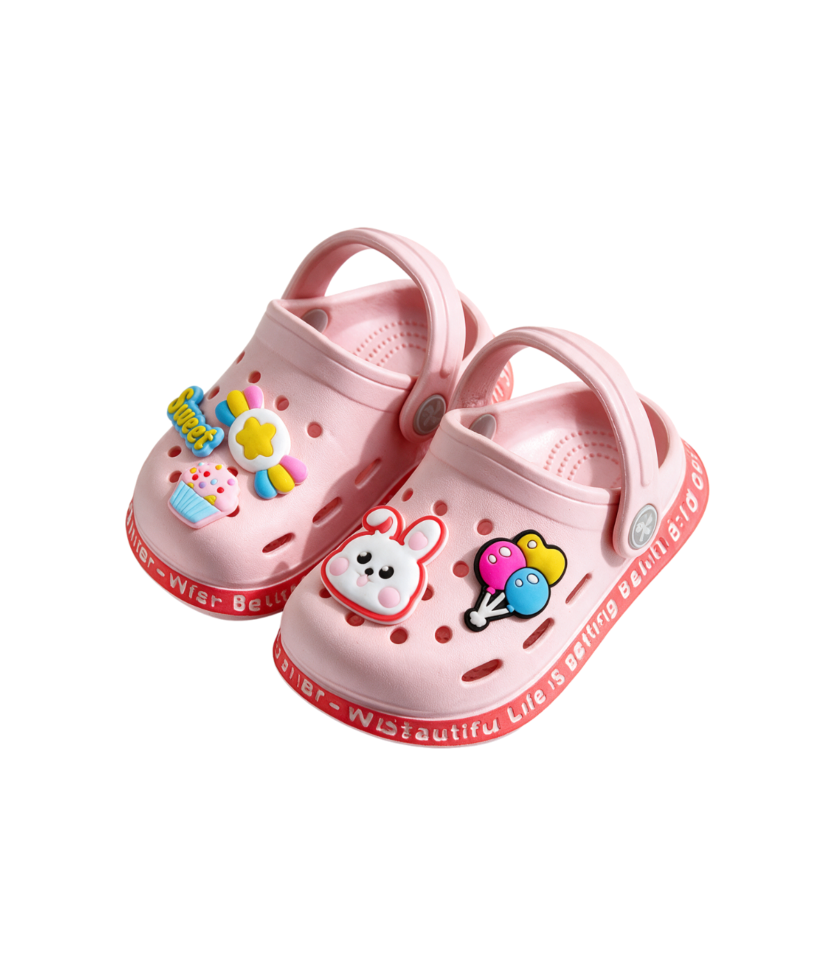 Clog Infantil de EVA Rosa, par visto de cima