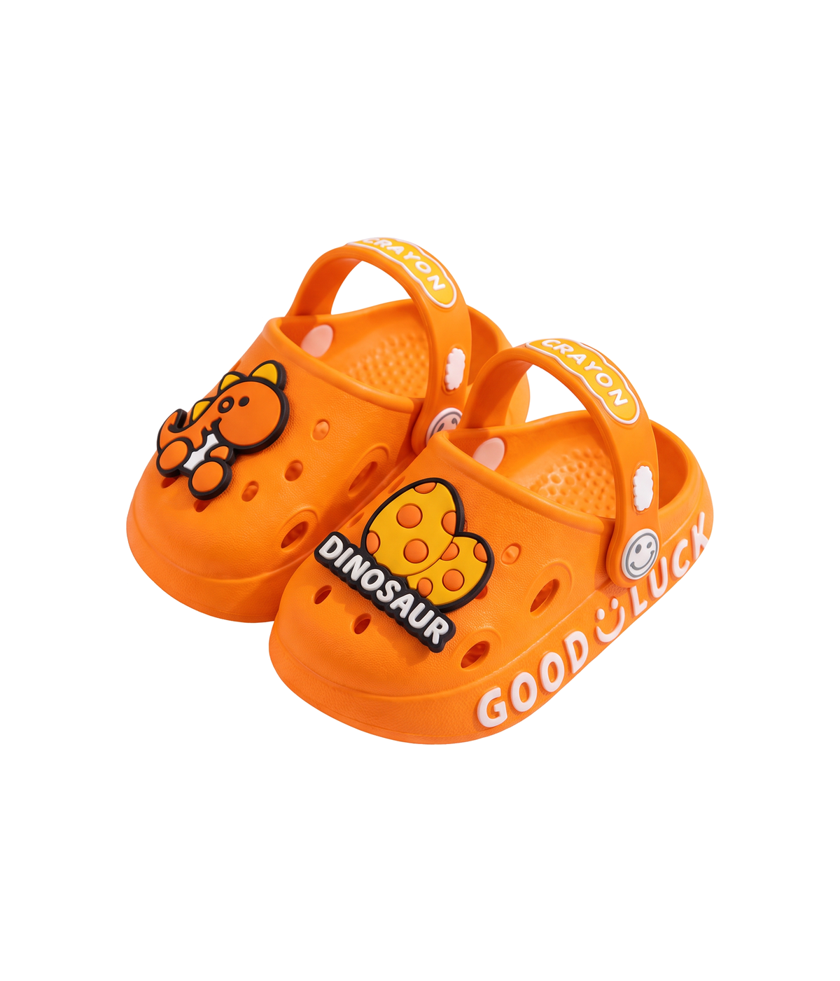 Clog Infantil Dino de EVA Laranja, par visto de cima
