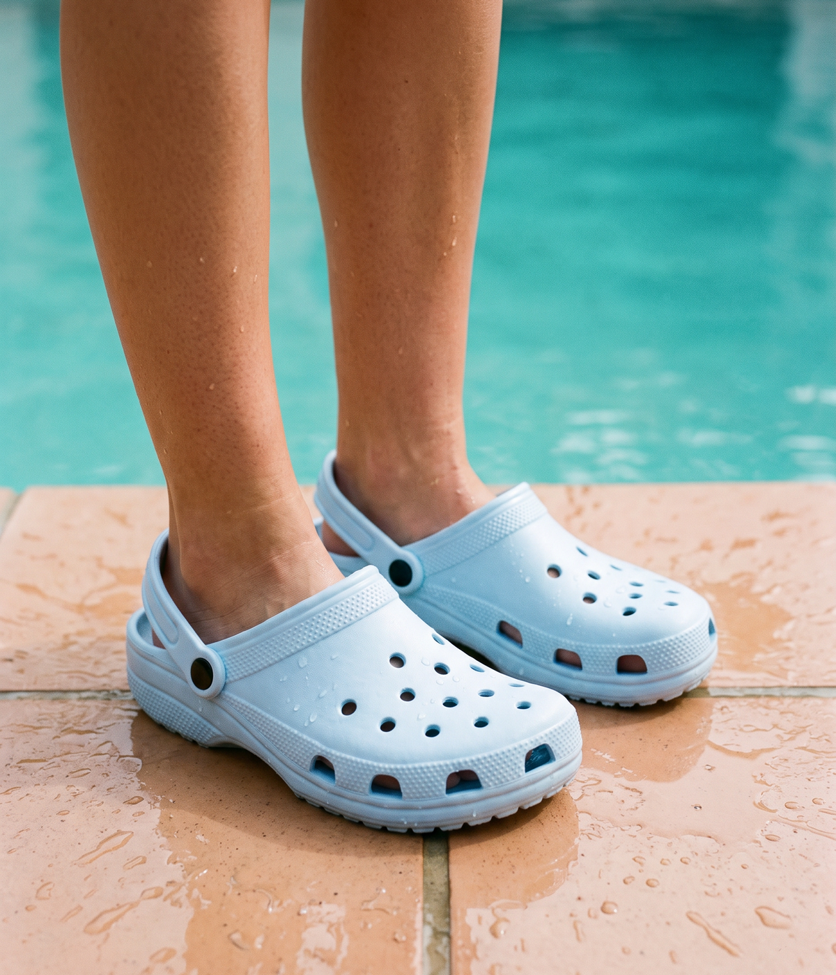 Clog de EVA Azul Bebê, em uso