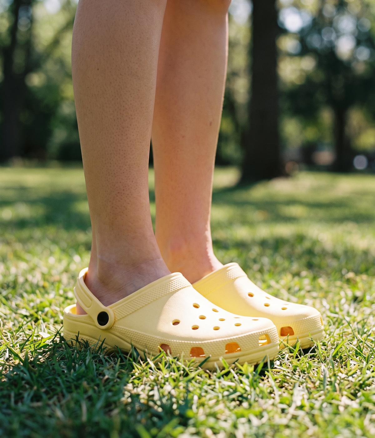Clog de EVA Amarelo, em uso