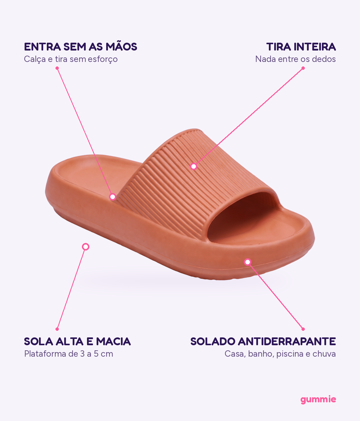 Chinelo Slide de EVA Laranja, detalhes