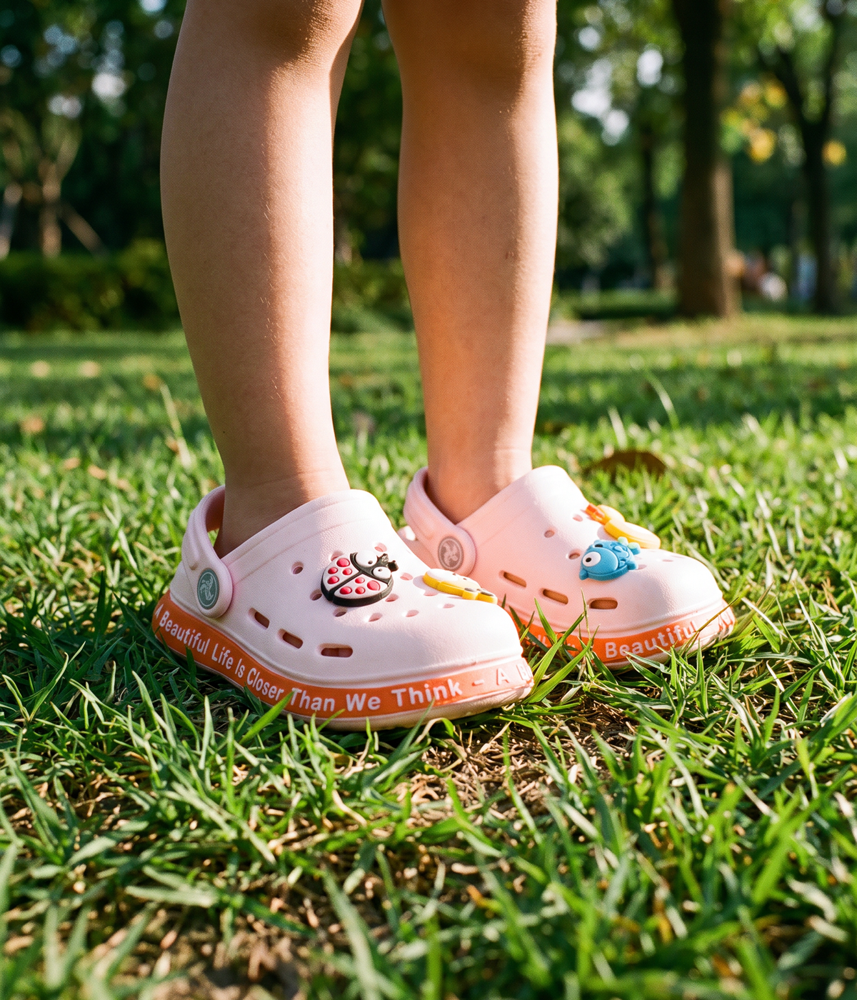 Clog Infantil de EVA Rosé, em uso