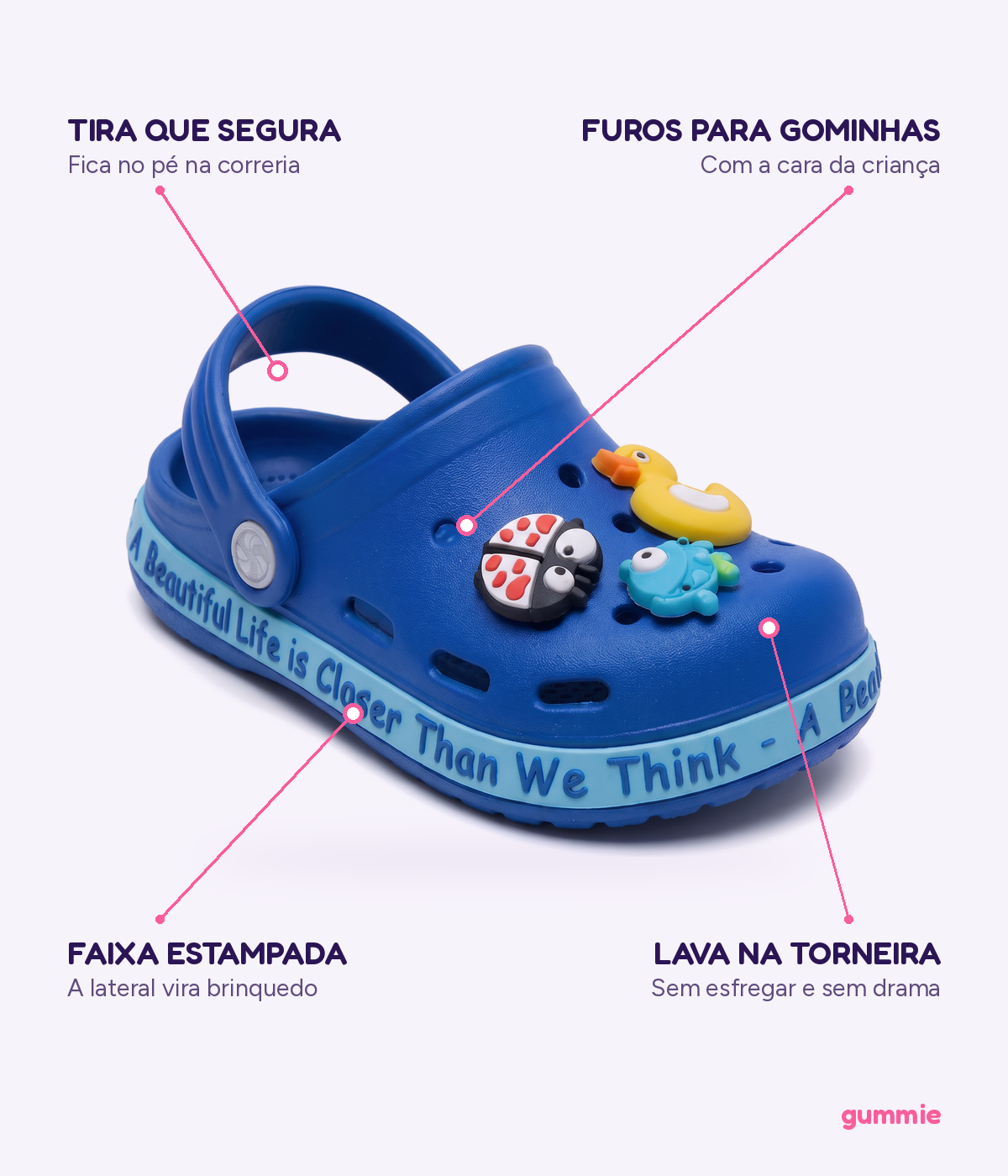 Clog Infantil de EVA Azul Escuro, detalhes