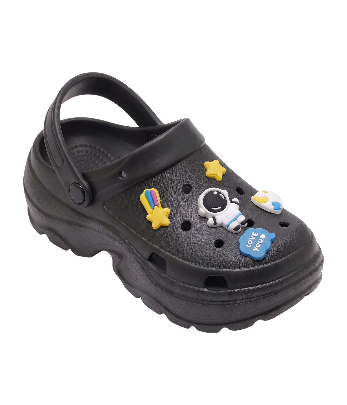 Clog Plataforma Astronauta Preto (+Gominhas de Brinde)
