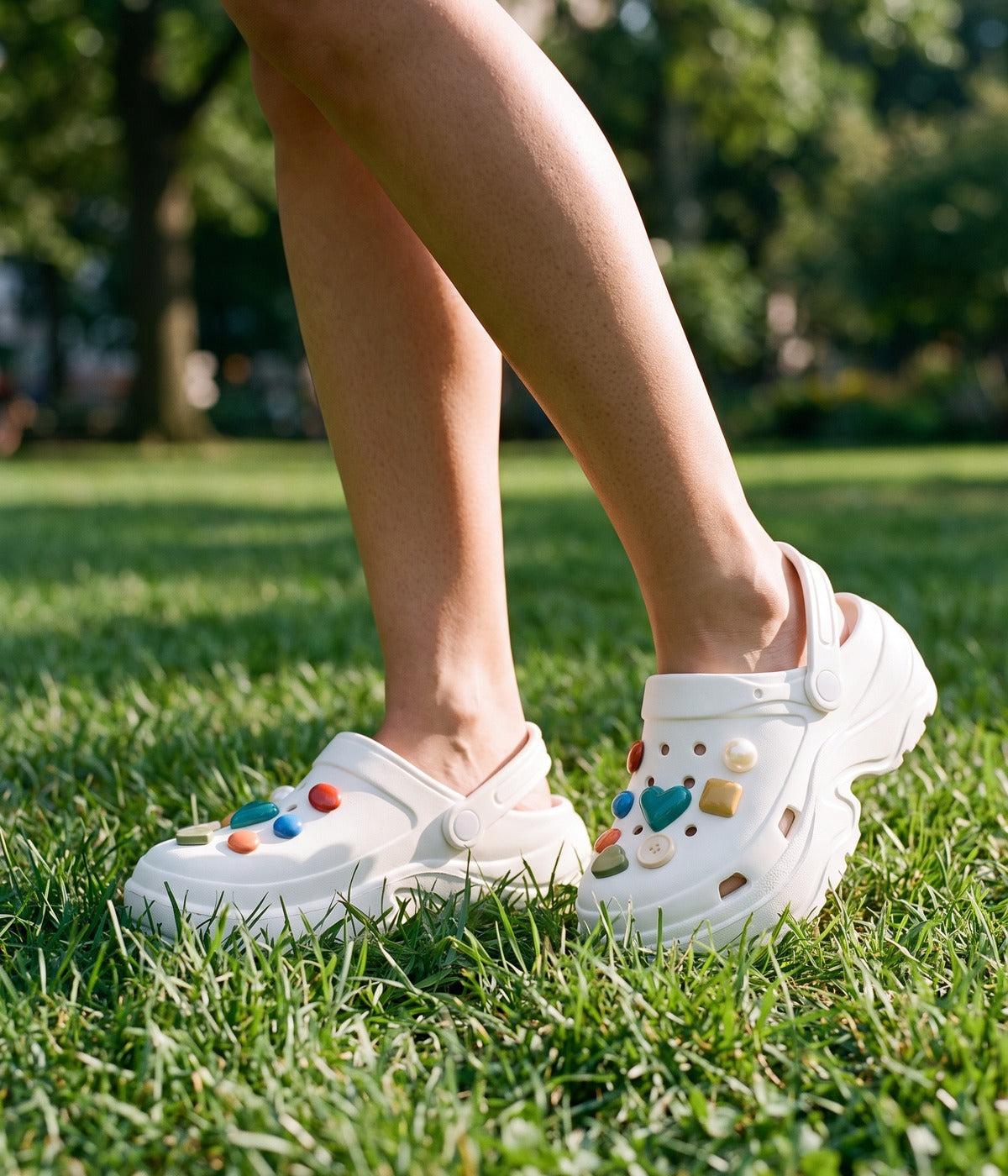 Clog Plataforma Confete Branco (+Gominhas de Brinde), em uso