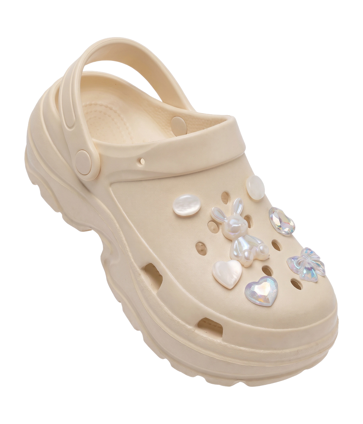 Clog Plataforma Pérola Bege (+Gominhas de Brinde)