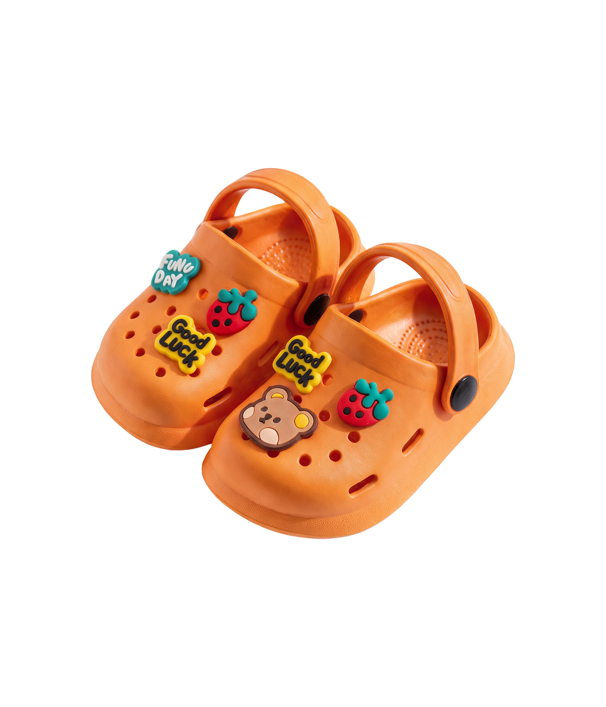 Clog Infantil Fun Day de EVA Laranja, par visto de cima