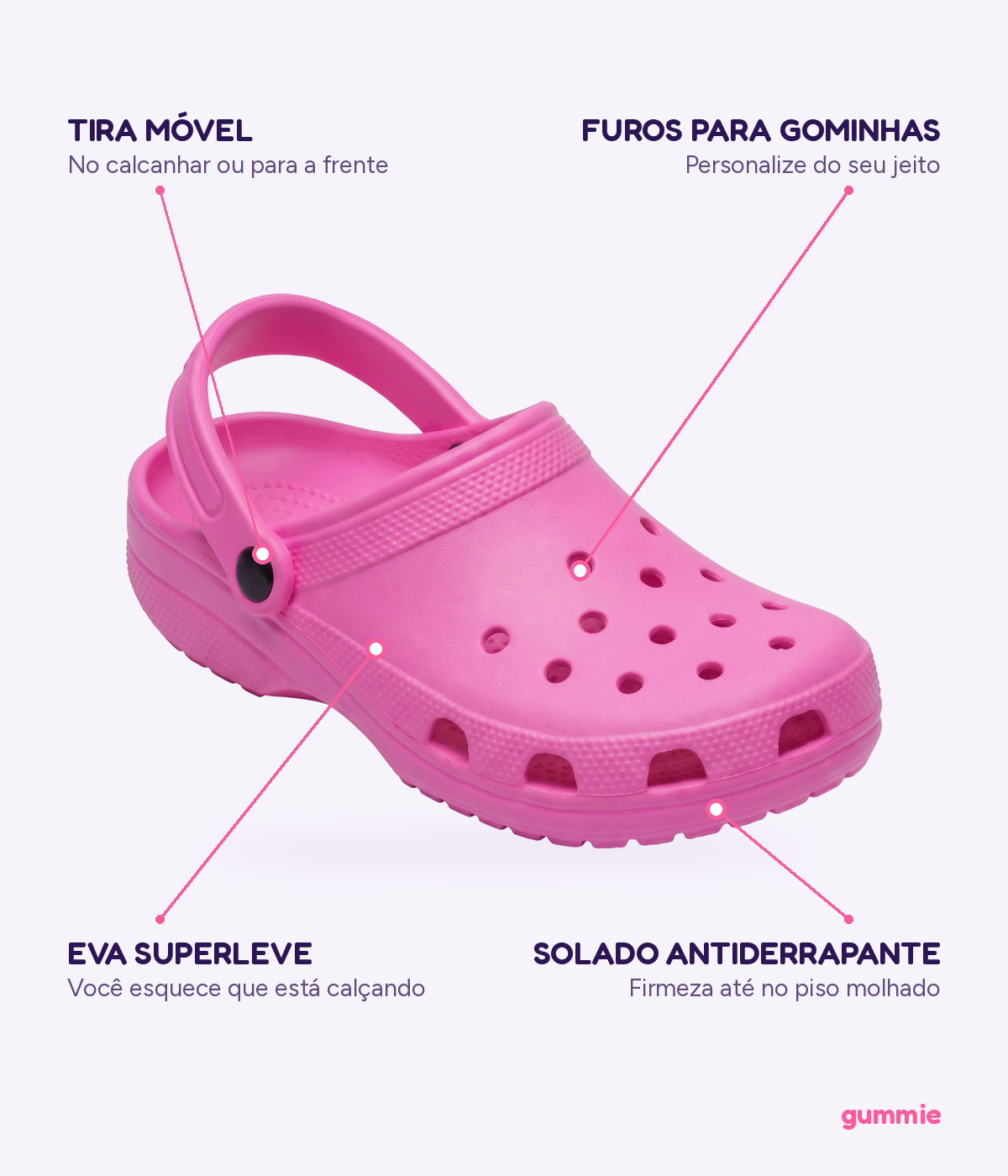 Clog de EVA Rosa, detalhes