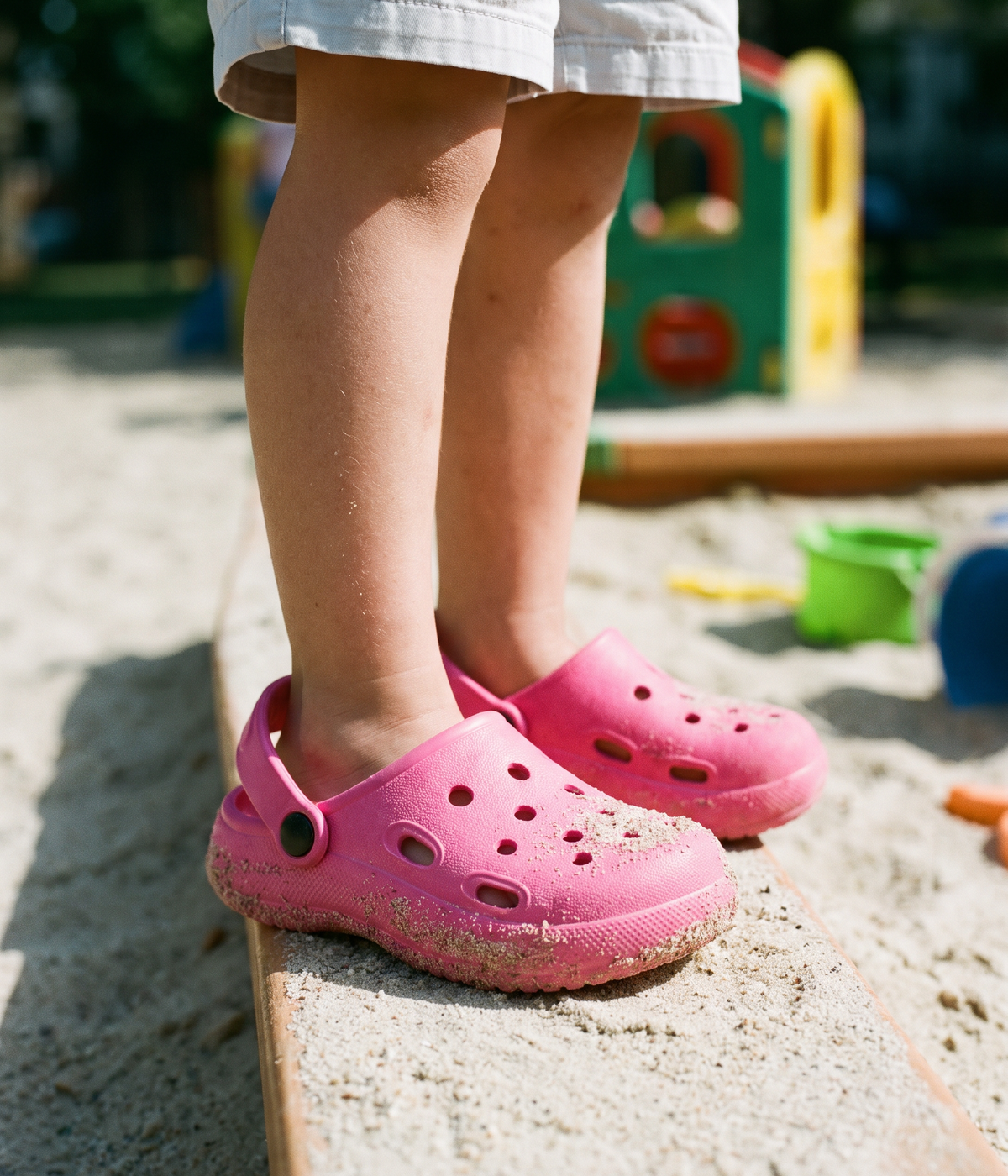 Clog Infantil Básico de EVA Rosa, em uso