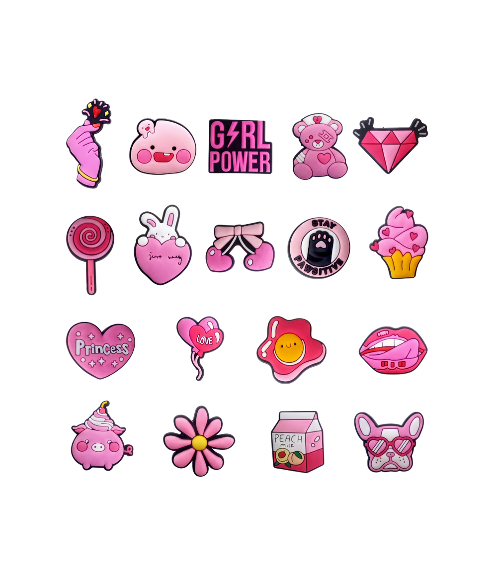 Kit 18 Gominhas Girl Power para Clog