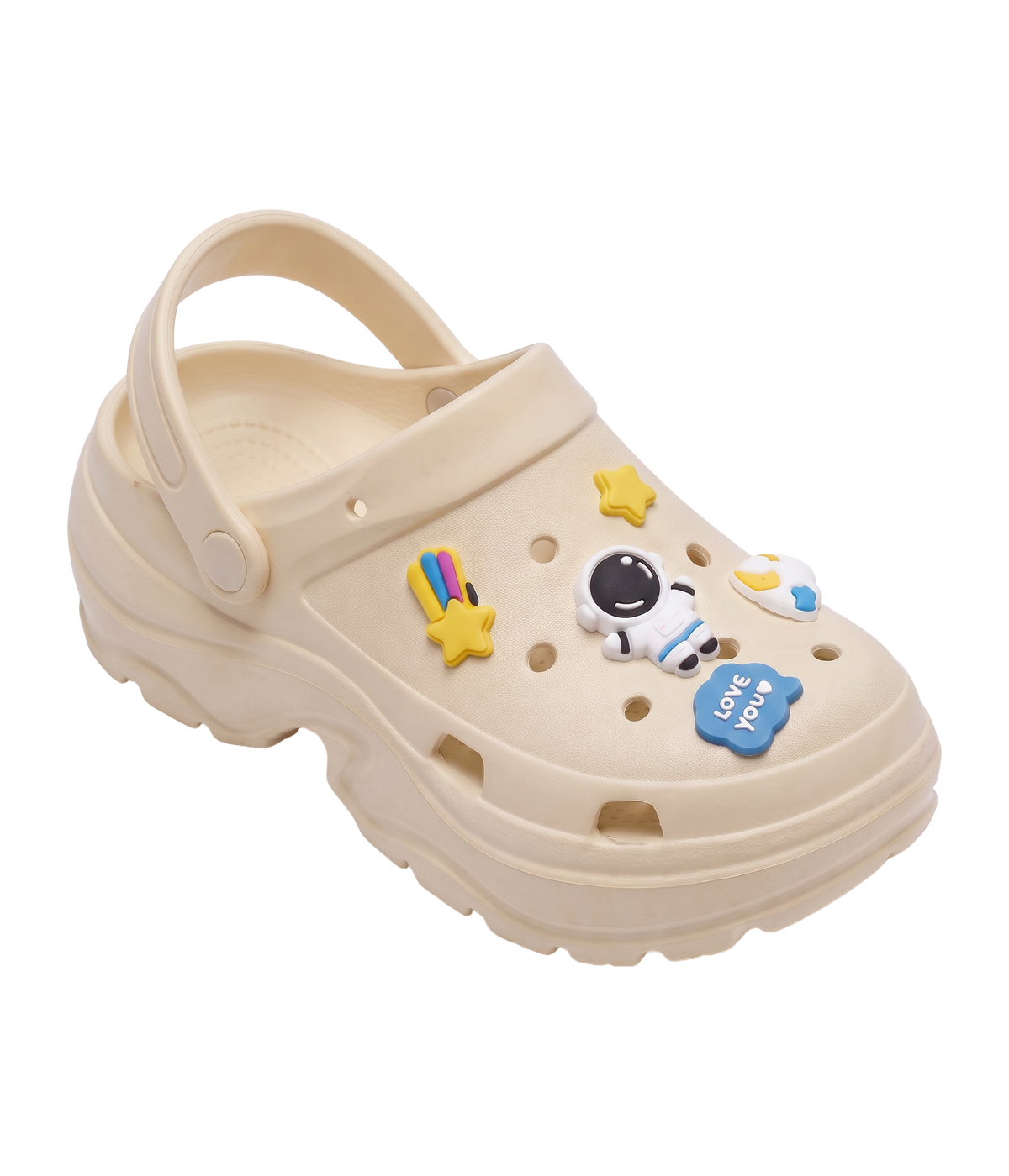 Clog Plataforma Astronauta Bege (+Gominhas de Brinde)