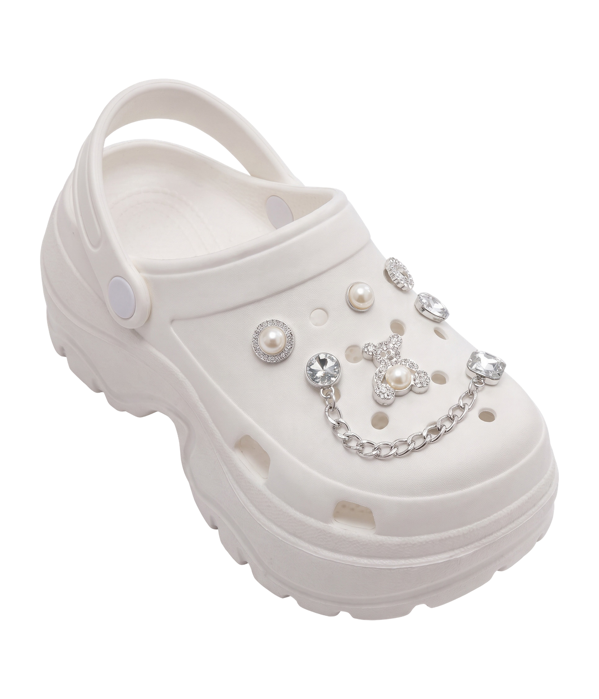 Clog Plataforma Cristal Branco (+Gominhas de Brinde)