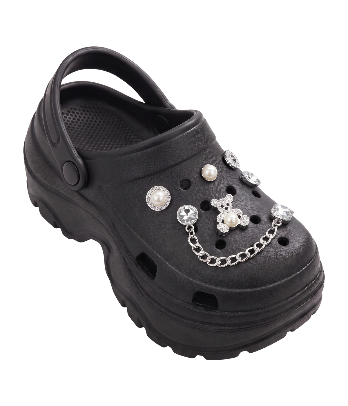 Clog Plataforma Cristal Preto (+Gominhas de Brinde)