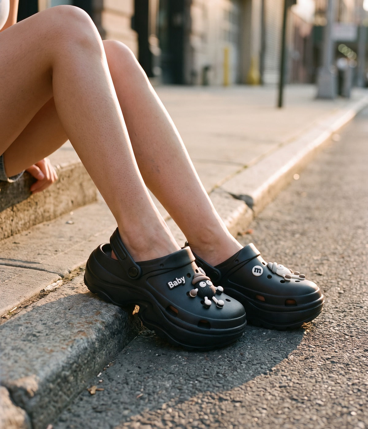 Clog Plataforma M&M Preto (+Gominhas de Brinde), em uso